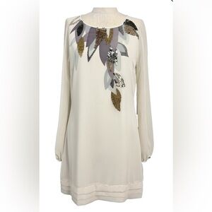 Ted Baker London Cream Dress with Sequin Leaf Detail
